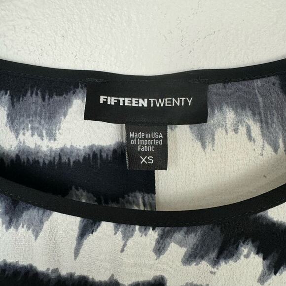 Fifteen Twenty Black & White Watercolor Print Asymmetrical Long Sleeve Blouse - Picture 8 of 10